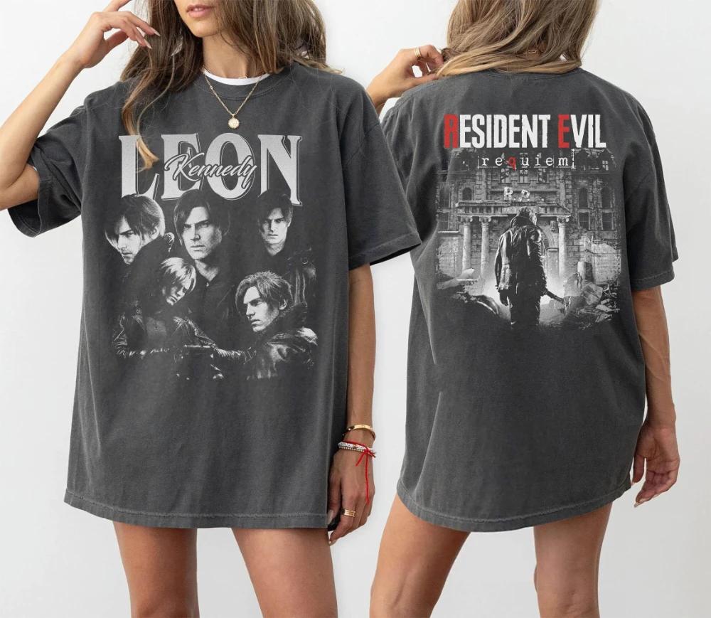 T-shirt Leon S. Kennedy Resident Evil 9 Requiem Biohazard Tee Grace Emily Gideon à manches courtes p