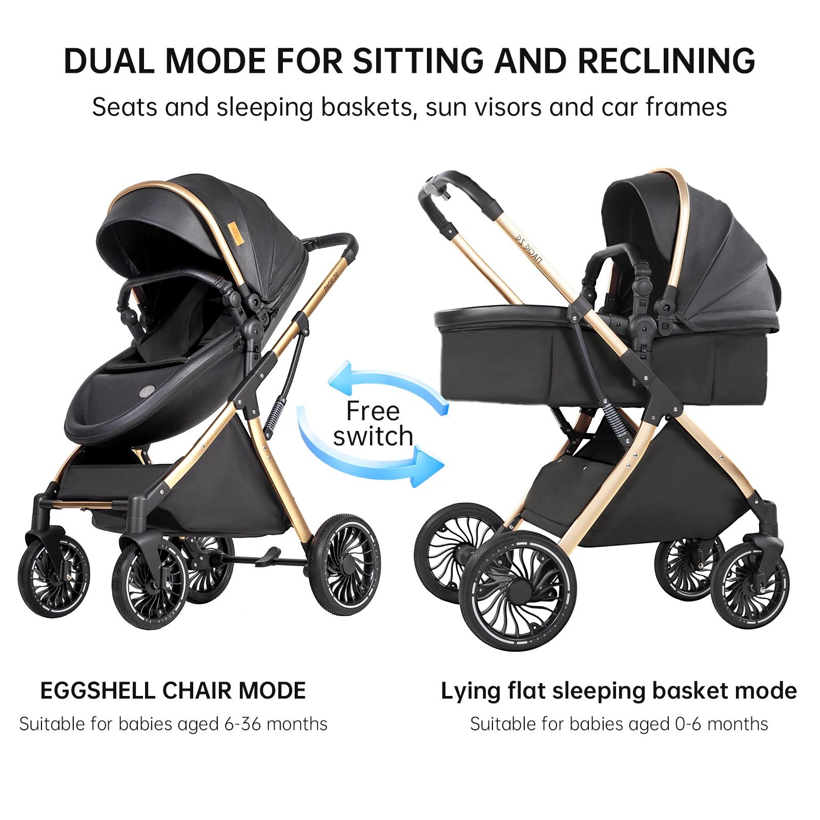 Poussette 3-en-1 pour bébé, système de voyage pliable haute performance, ensemble siège auto et land
