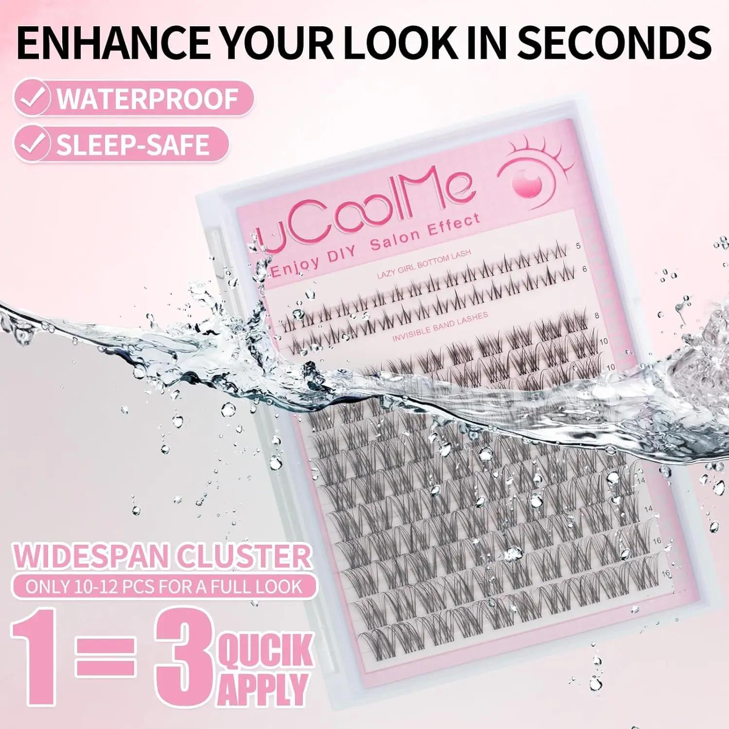 UCoolMe cils Venus 132 pièces Kit de grappes à portée plus large avec dissolvant de liaison et de jo
