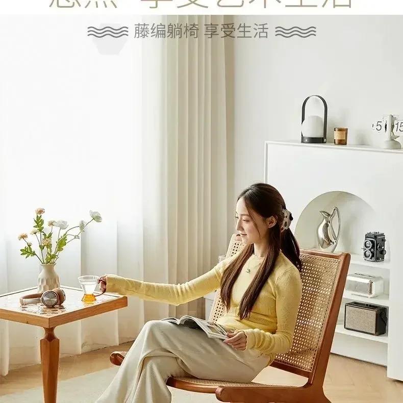 Chaise en bois massif, rotin, inclinable, loisirs, maison, chez l'habitant, simple, paresseux, canap