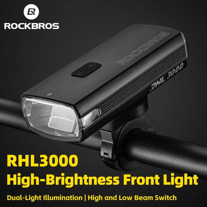 ROCKBROS 3000LM lumière de vélo type-c charge lampe avant 10000mAh lumière de vélo IPX6 alliage d'al