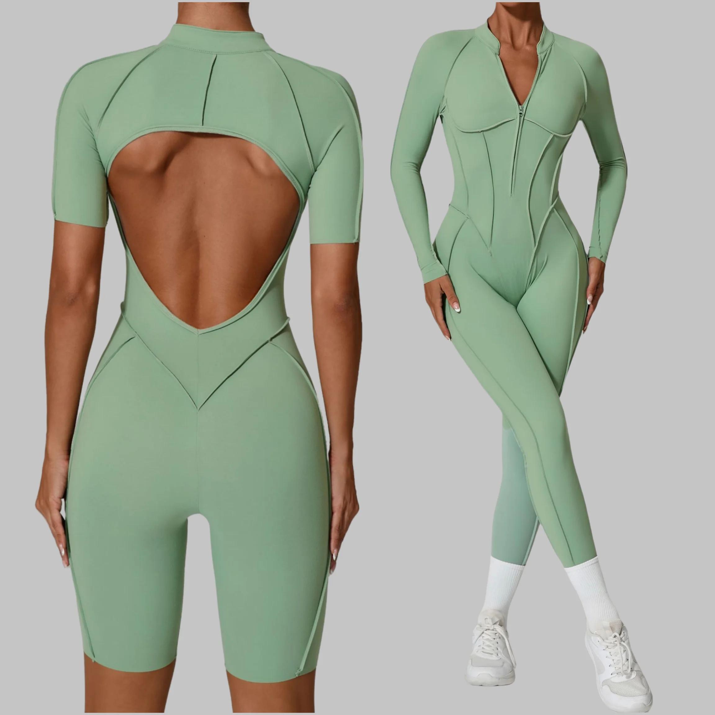 Combinaisons de Yoga sans couture, sport, Fitness, levage des hanches, dos nu, slim, fermeture éclai