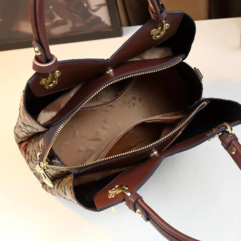 Sac à main à motif de fleurs Vintage, sac fourre-tout de luxe en cuir PU, sac à bandoulière à la mod