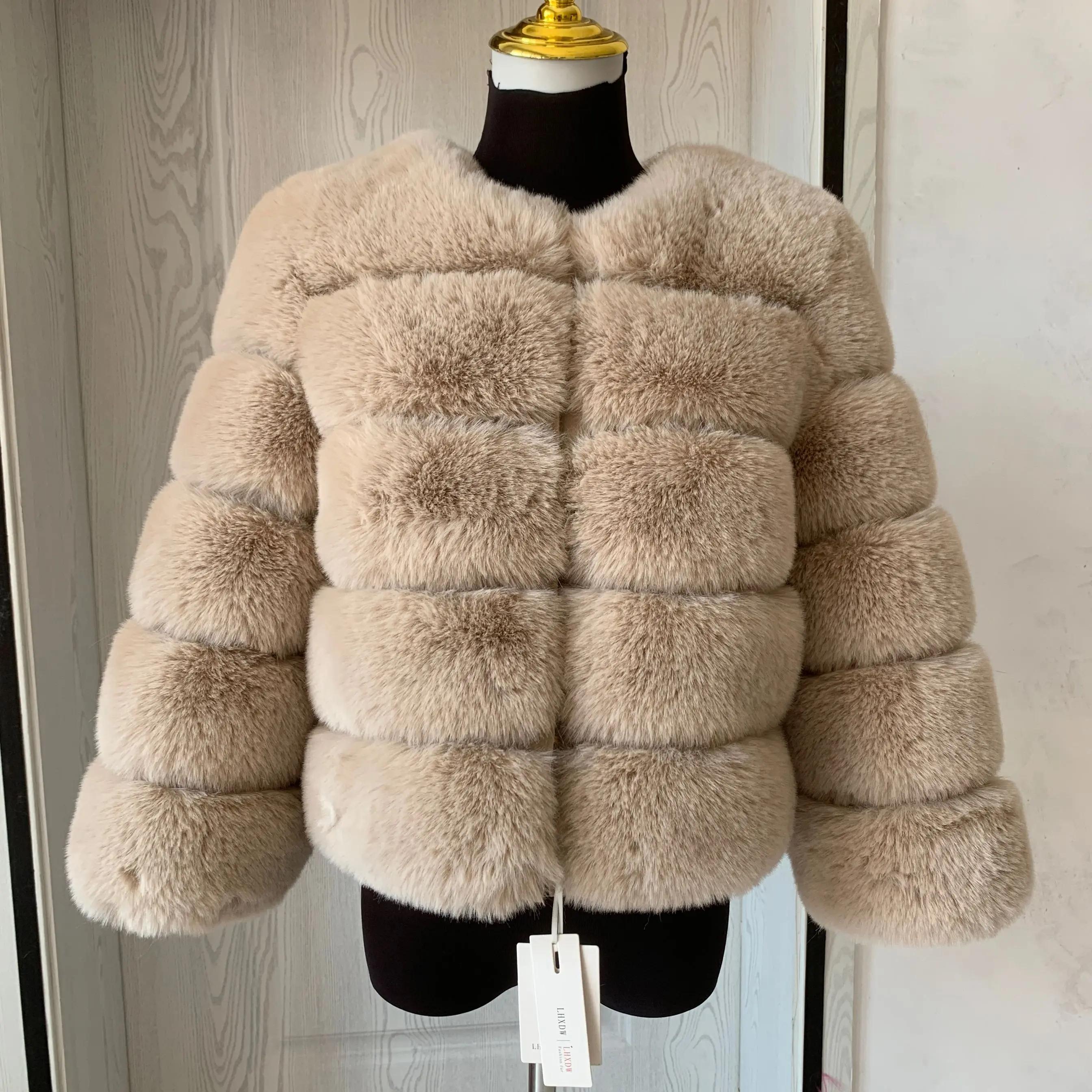 Manteau en fausse fourrure pour femme, super chaud, automne-hiver, court, fausse fourrure de renard,