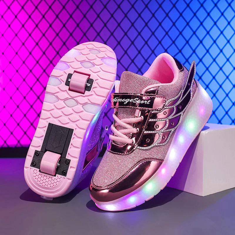 Baskets chaussures à roulettes déformation extérieure Parkour patins double usage enfants filles gar