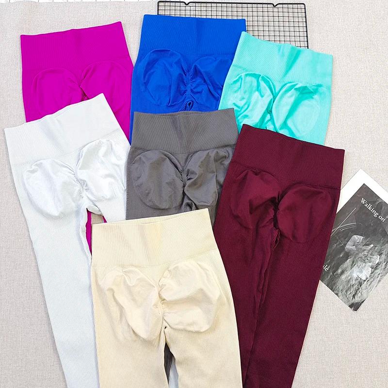 Leggings de yoga côtelés pour femme, collection automne-hiver, taille haute, épaissis, effet push-up