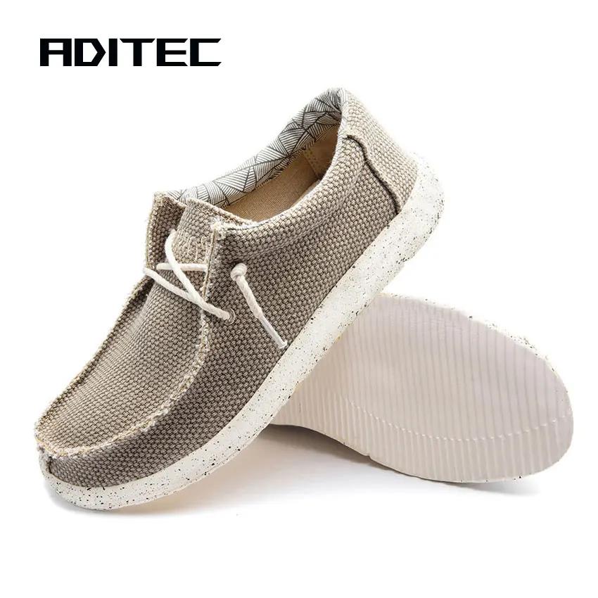 Mocassins légers en toile pour hommes, confortables et décontractés, semelle souple, bon pour la mar