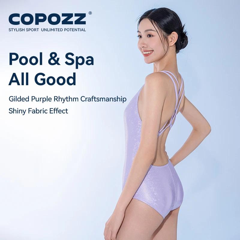 COPOZZ femme nouveau maillot de bain une pièce solide plage sans manches évider col en V été femme c