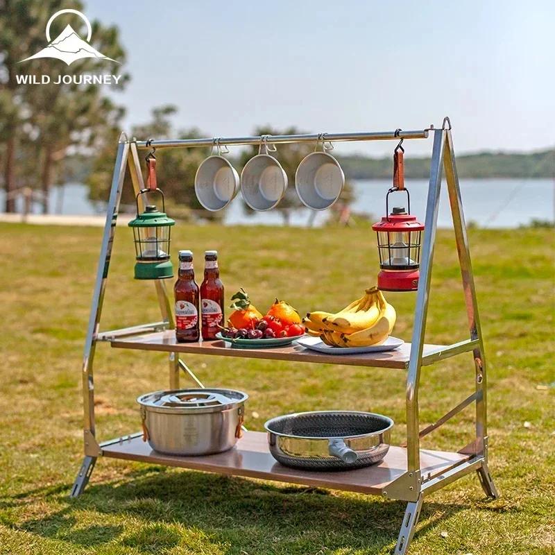 Étagère de rangement de Camping en plein air, étagère pliante Portable, support de rangement de jard