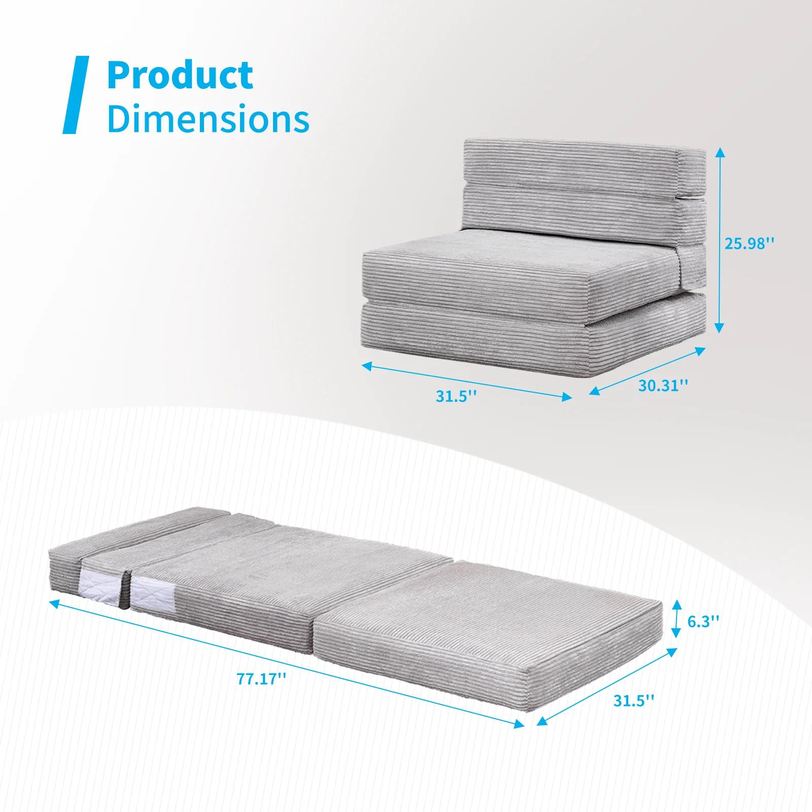 HORGgland O-Matelas de canapé pliant, chaise-lit Leicomoses, 6.3 ", chaise d'invité