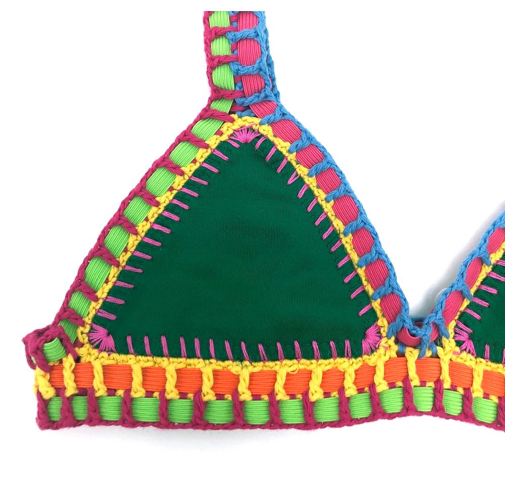 Vert Crochet Bikini ensemble femmes Maillot De Bain maillots De Bain maillots De Bain Feminino Bikin