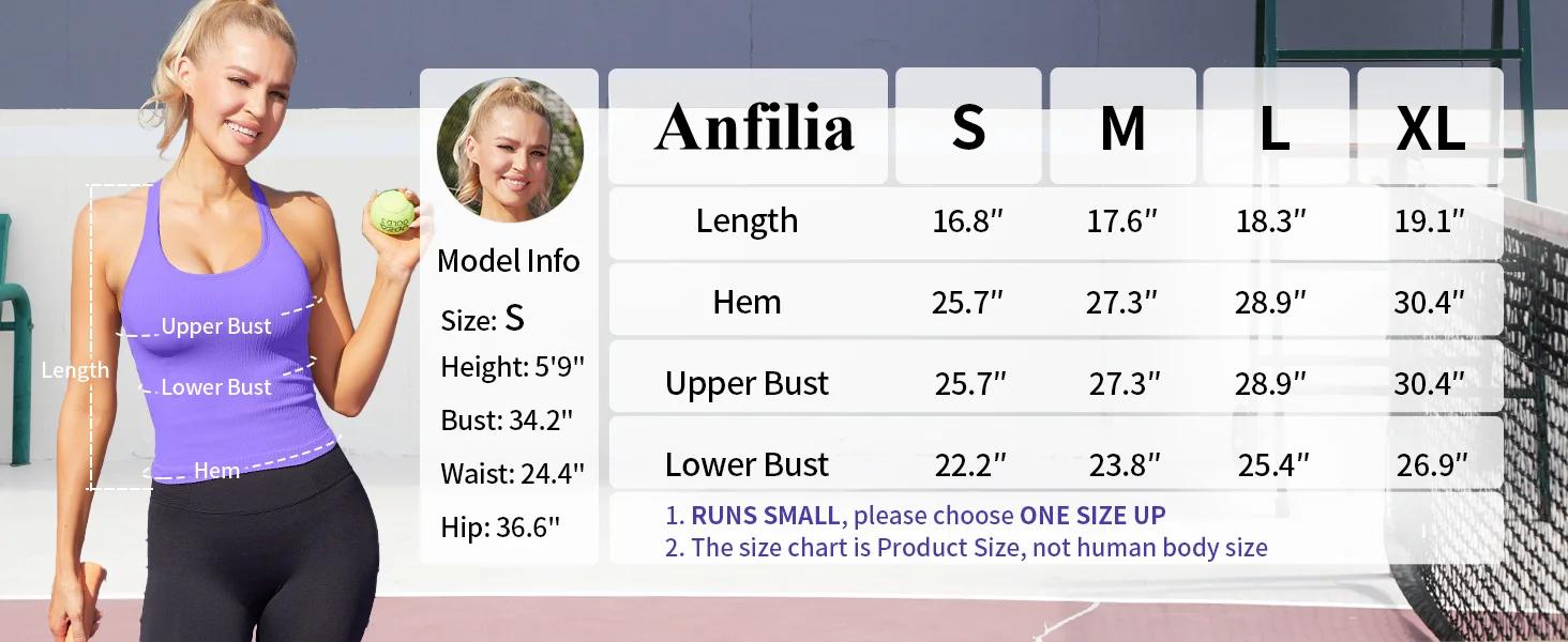 Haut de sport Anfilia-Y pour femme - Slim Fit avec col en U rembourré, dos nageur et haute élasticité