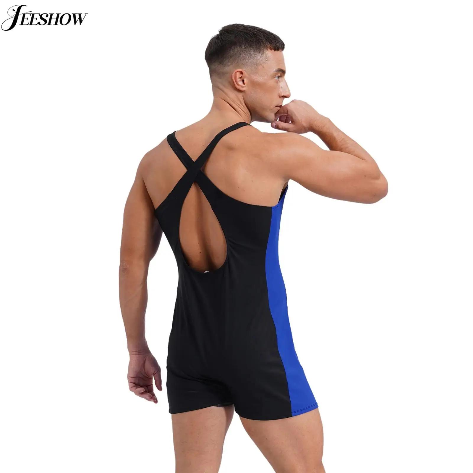 Maillot de bain une pièce pour hommes, bretelles en fibres, protection contre les éruptions cutanées