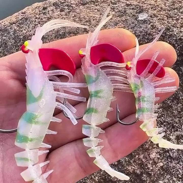 1 pièces yeux lumineux Silicone crevettes appâts 6g 13g 19g bionique doux crevette leurres métal gab