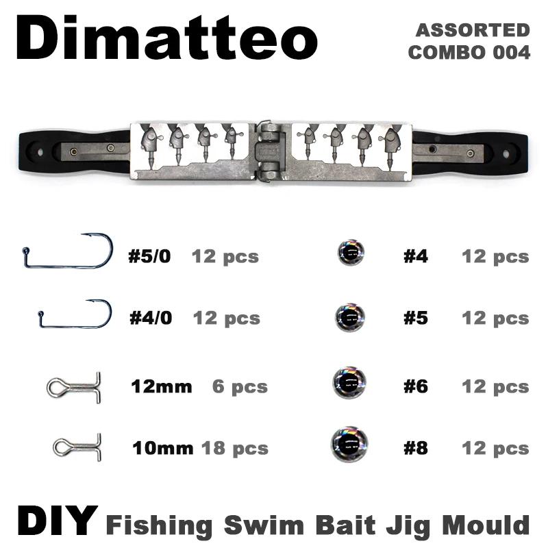 Dimatteo-Moule de tête de gabarit d'appât de natation bricolage, combo assressenti, 4 cavités, 1oz,