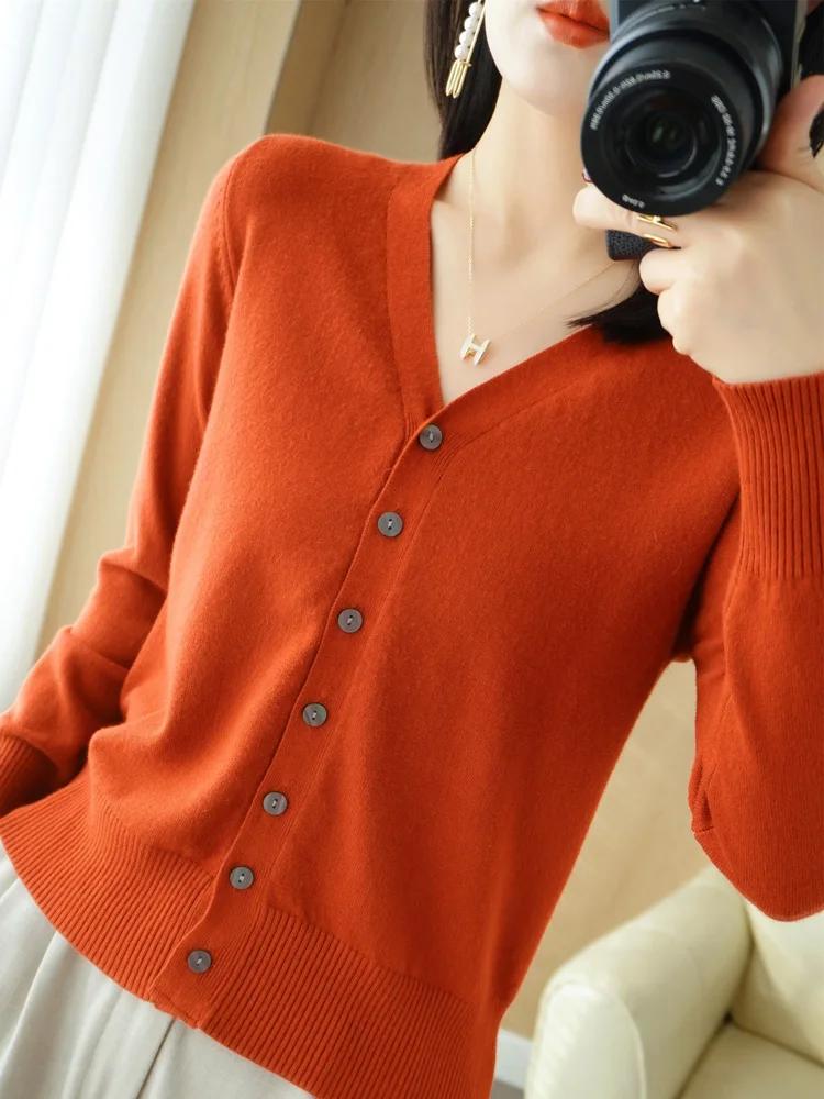 Début de l'automne nouveau Andy cachemire tricot Cardigan col en v couleur unie mode haute qualité c