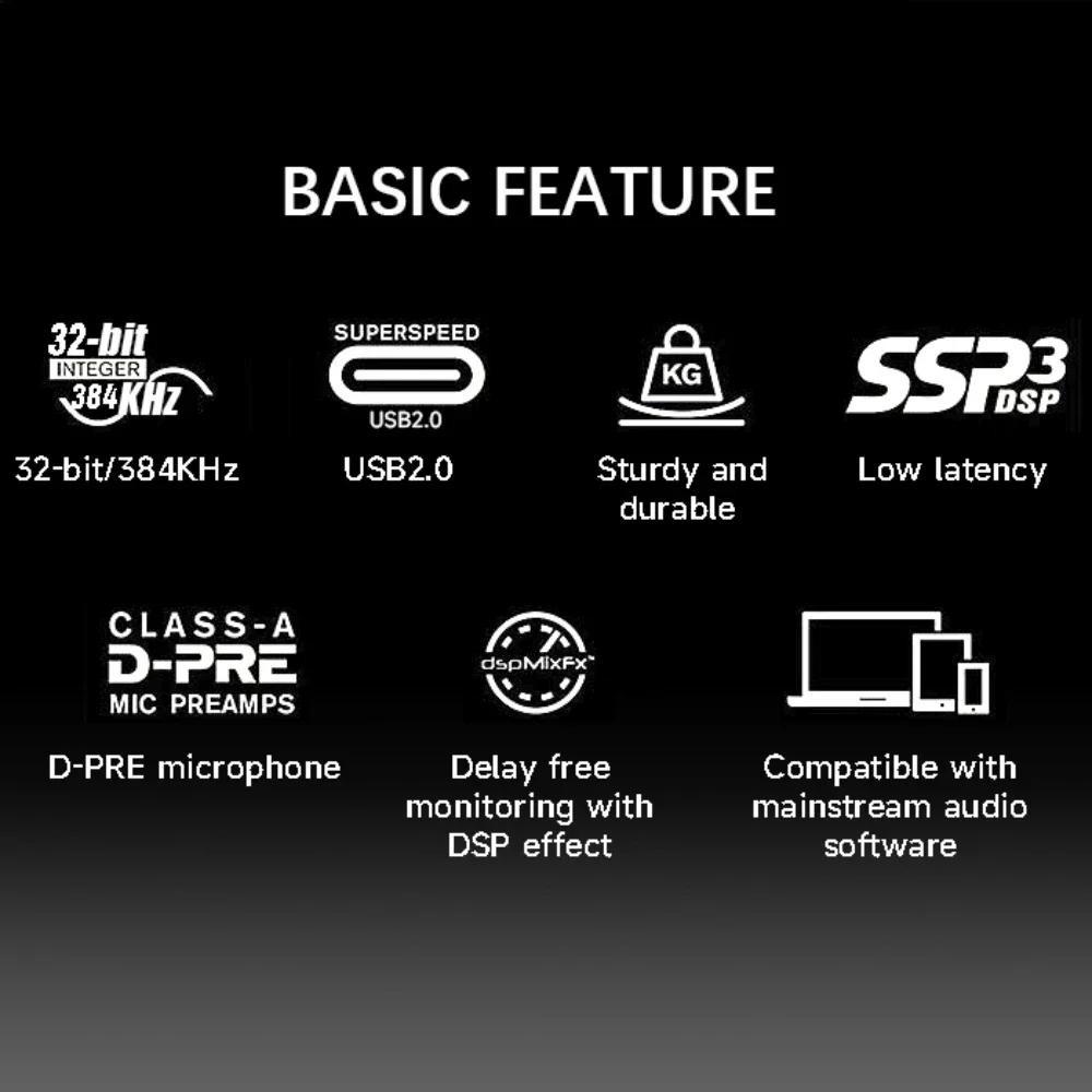 TEYUN Q26 2 canaux Interface Audio portable professionnelle console de carte son mini mélangeur USB