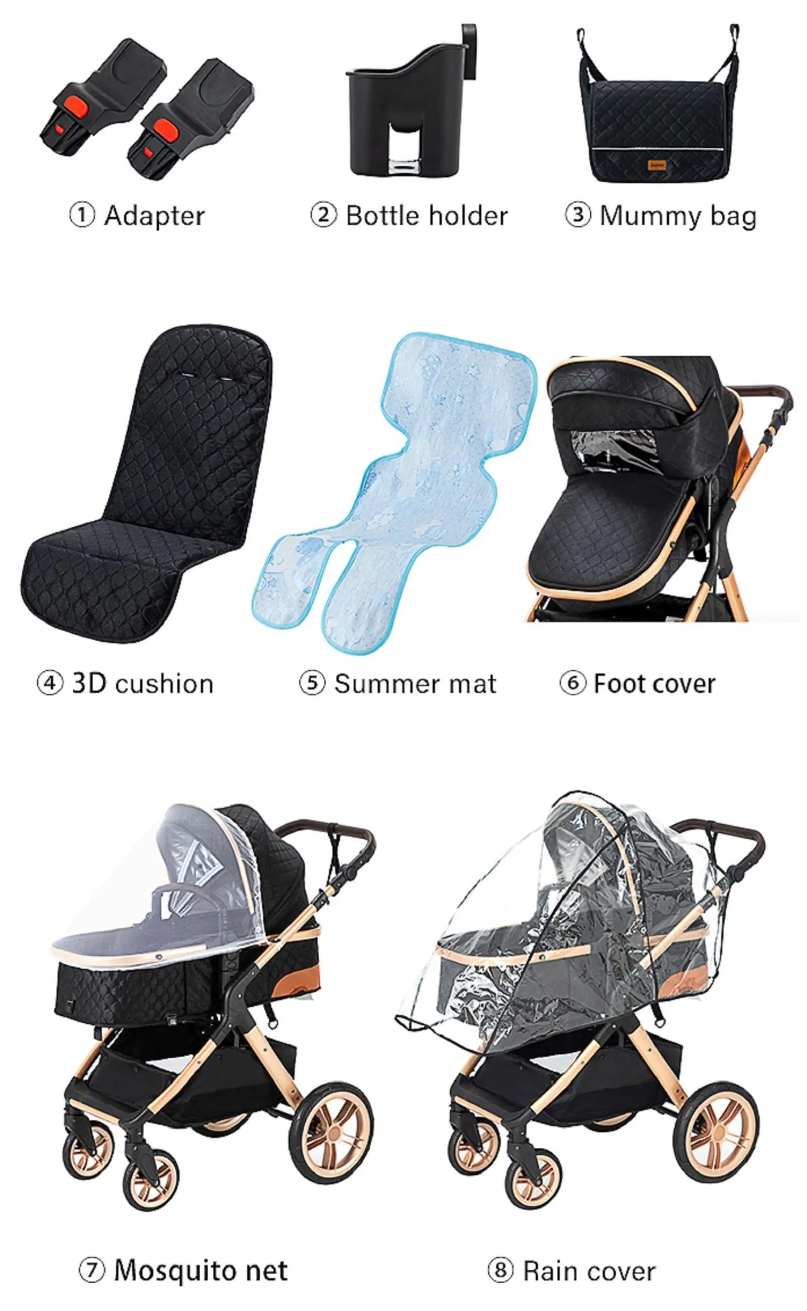 Système de poussette 3 en 1 pour bébé, poussette légère pour nouveau-nés, pliable compacte, poussett