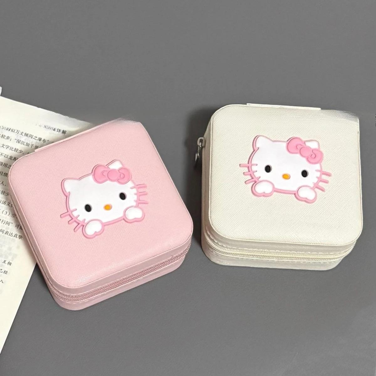 Boîte à bijoux chat rose, boucles d'oreilles, anneau Portable, boîte de rangement mignonne, Mini ran