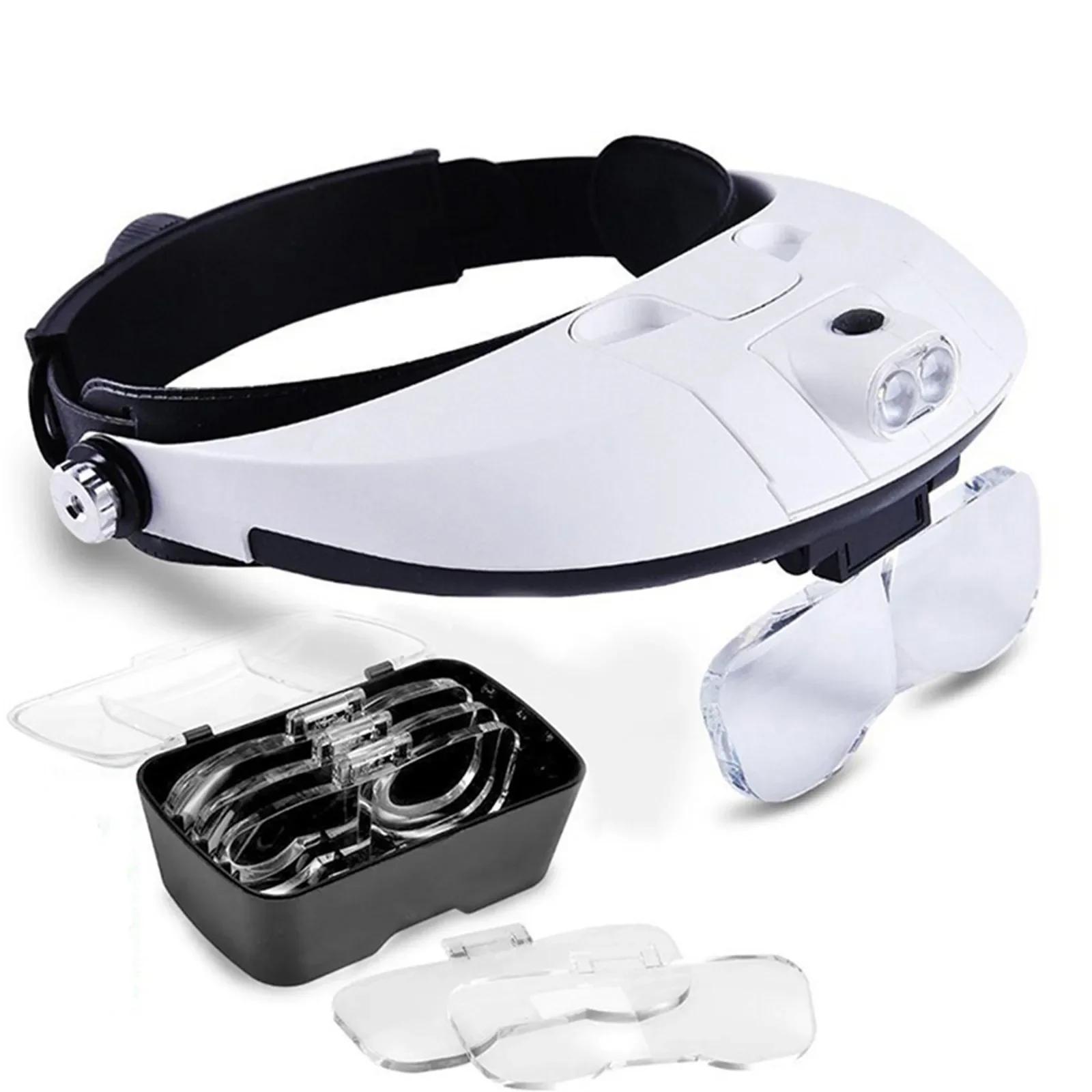 Loupe bandeau lunettes à souder lampe à LED Loupe lumineuse lampe frontale détachable Loupe à souder