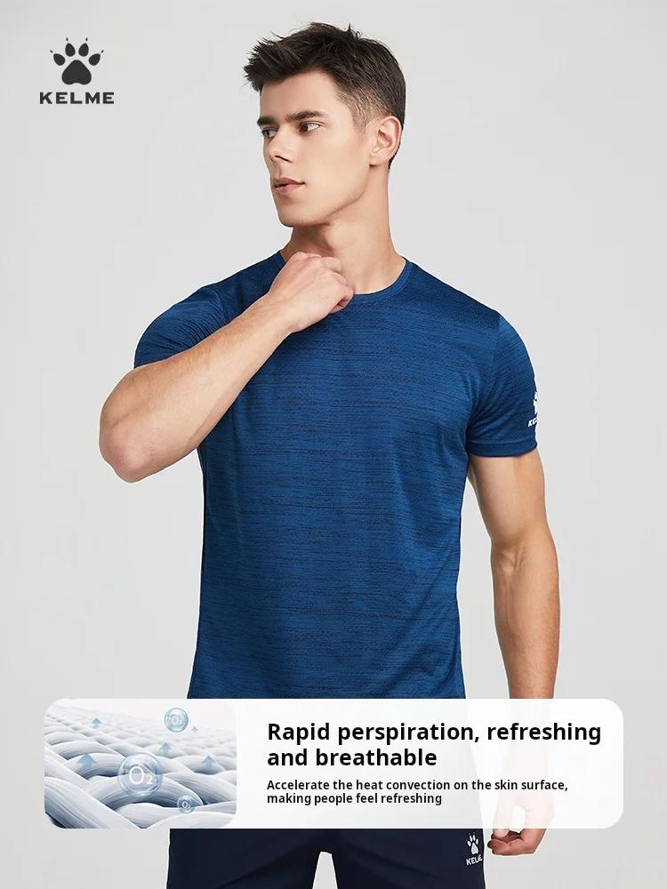 Kelme-T-shirt de course à manches courtes pour homme, haut de sport fin, respirant, séchage rapide,