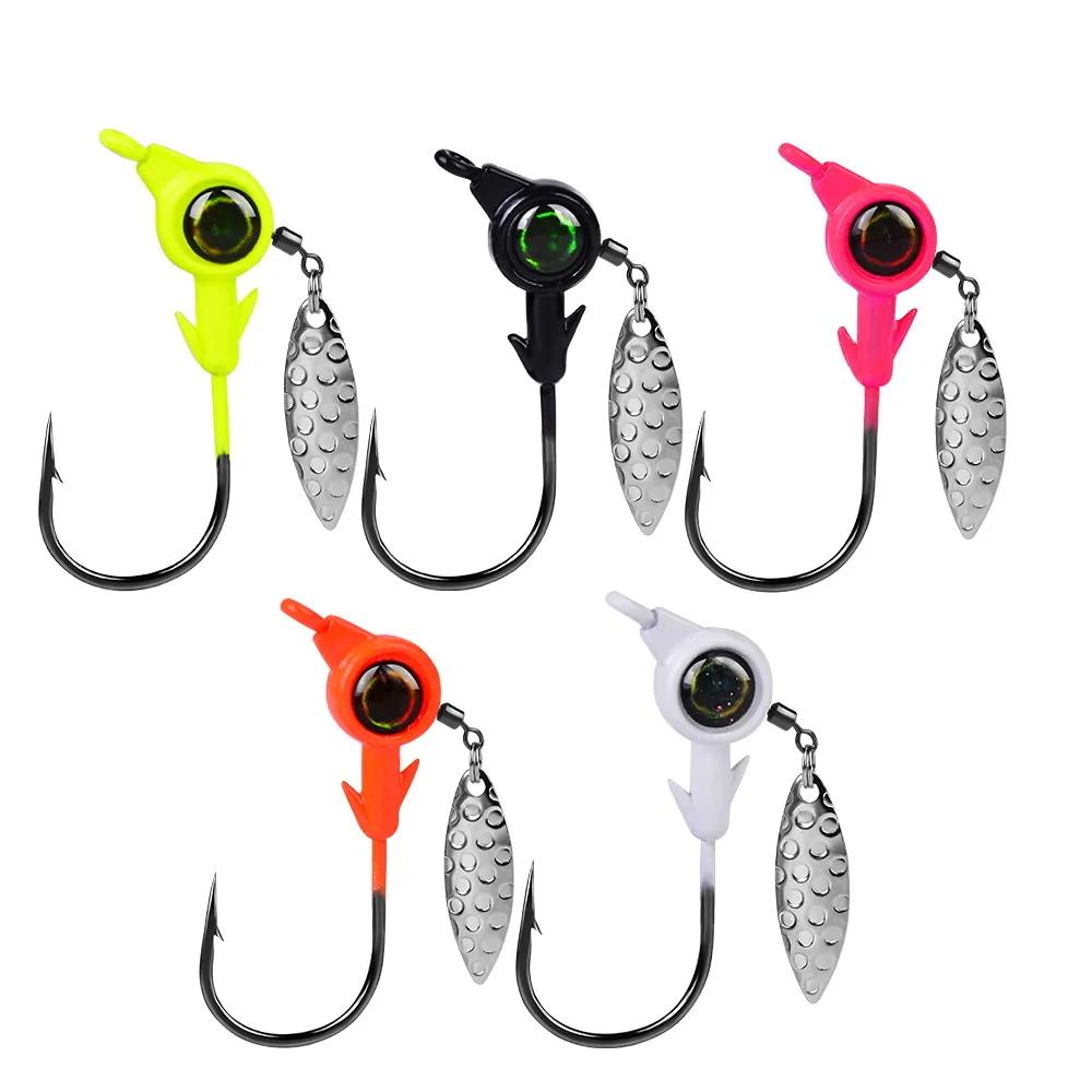 3 pièces tête de gabarit crochet 3.5g 5g 7g 10g crochet de pêche rotatif paillettes gabarit leurre c