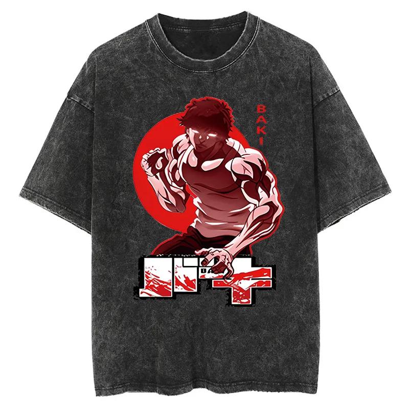 T-shirts Vintage coton Baki homme femme - Décontracté surdimensionné été gymnastique entraînement manches courtes