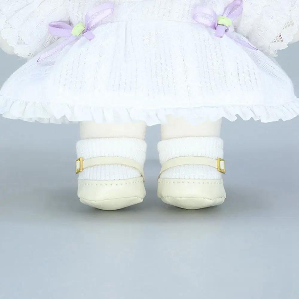 Chaussures de poupée Kpop de 20cm, bottes de princesse, chaussettes en cuir PU à la mode pour 1/12,