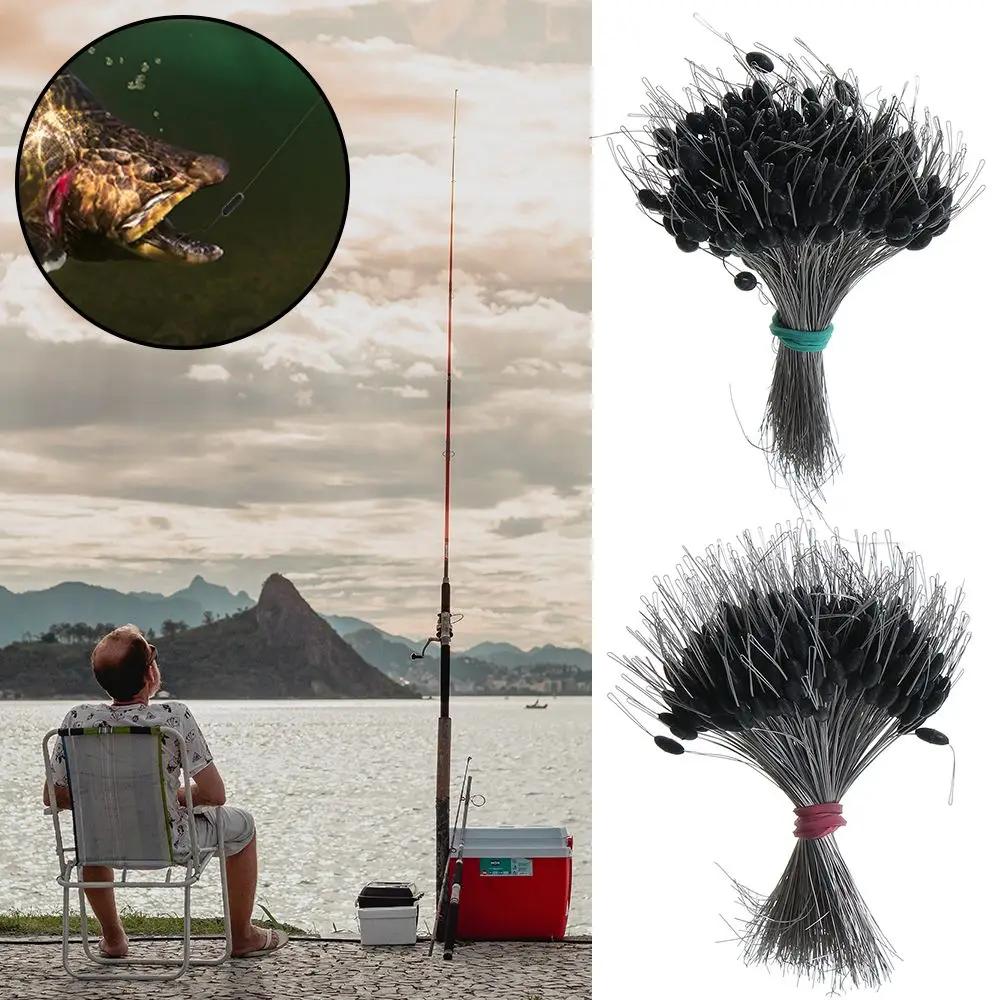 Bouchon de pêche en silicone noir, lot de 300 pièces, connecteur haricot, accessoires