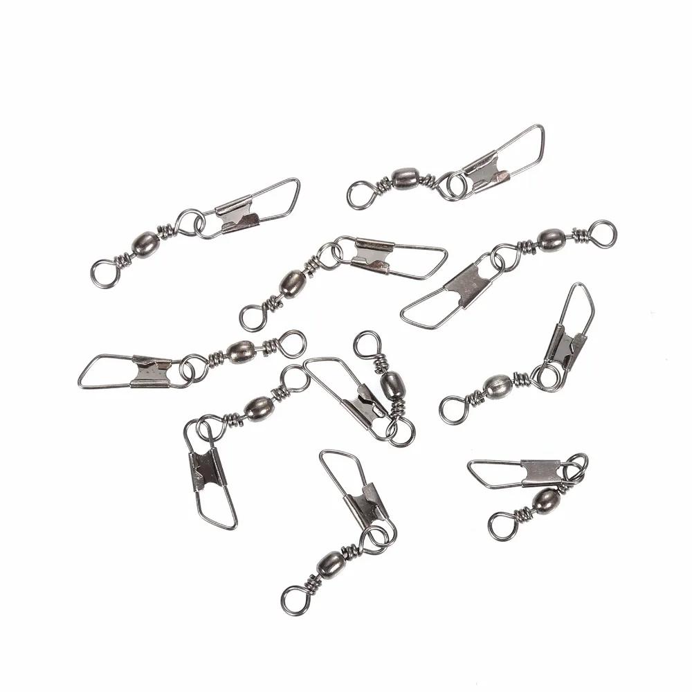 50 pièces/lot connecteur de pêche broche roulement pivotant en acier inoxydable avec mousqueton hame