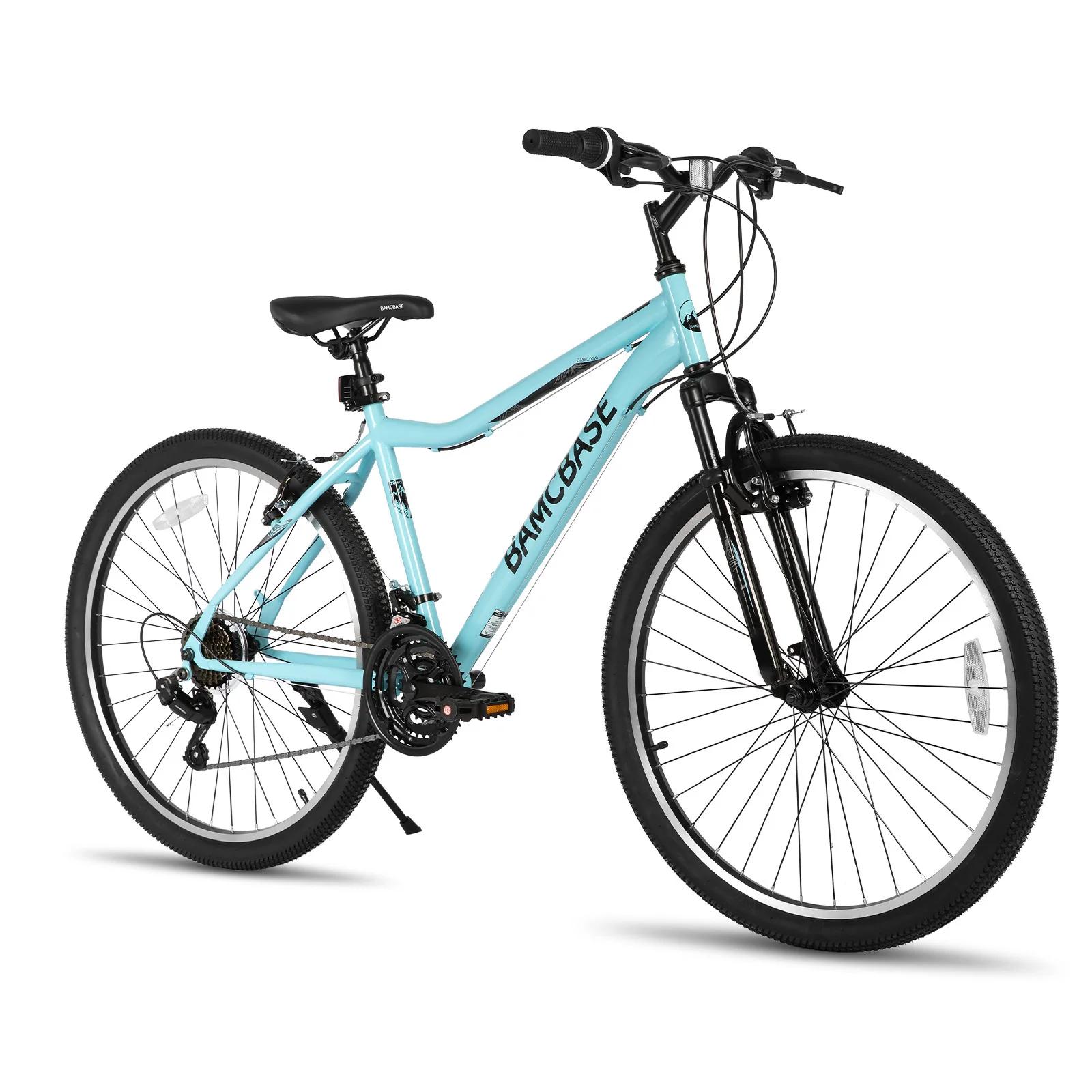 Hiland-VTT à 21 vitesses avec fourche à suspension pour homme et femme, cadre en acier, violet, vert