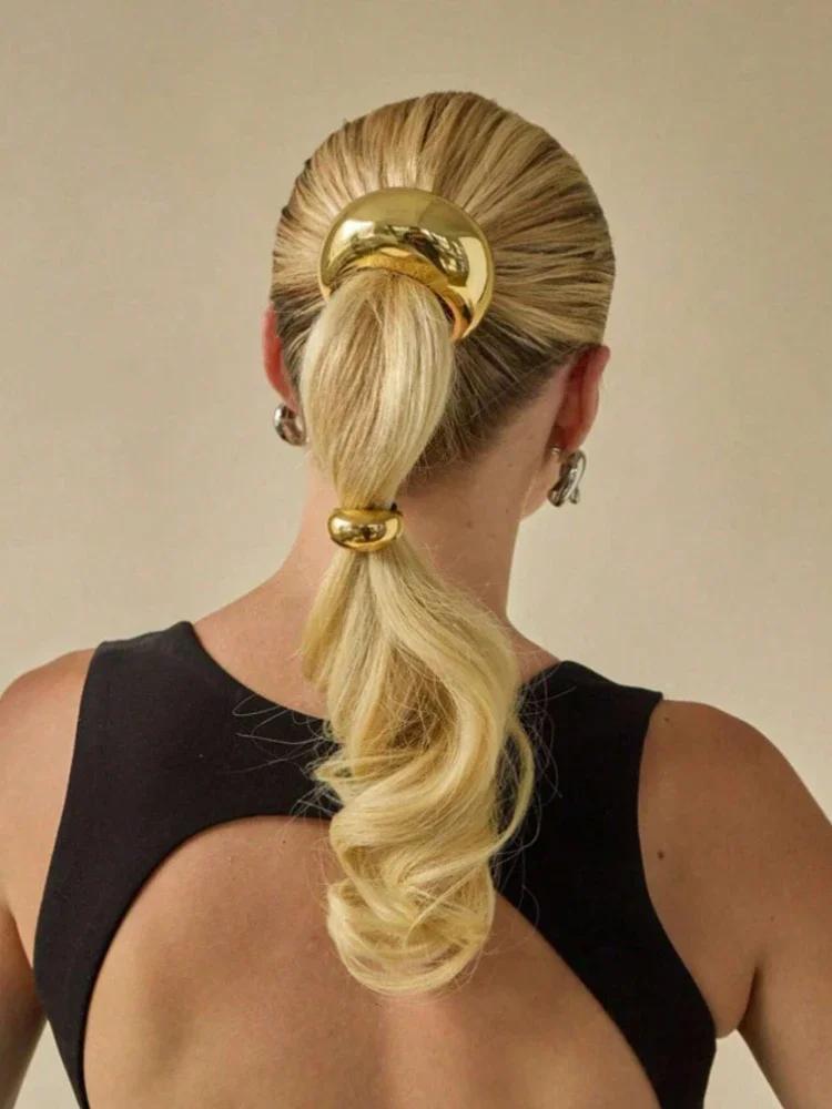 1pc à la mode Punk géométrique métal bandeau queue de cheval cheveux Scrunchie pour les femmes Simpl