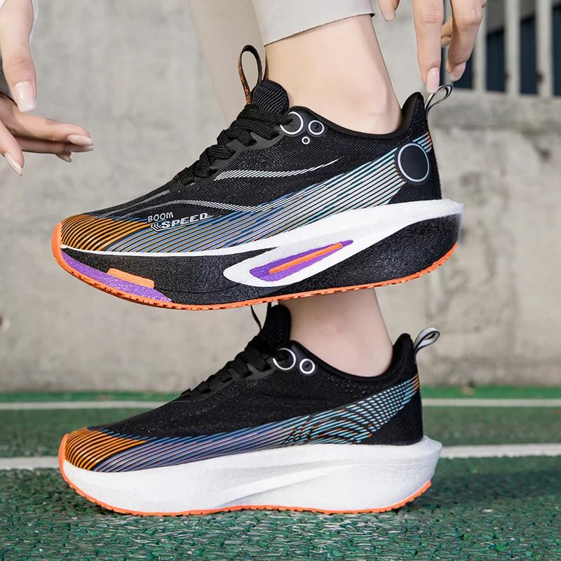 Chaussures de course unisexes en planche de carbone, légères, pour Marathon professionnel, coussinet
