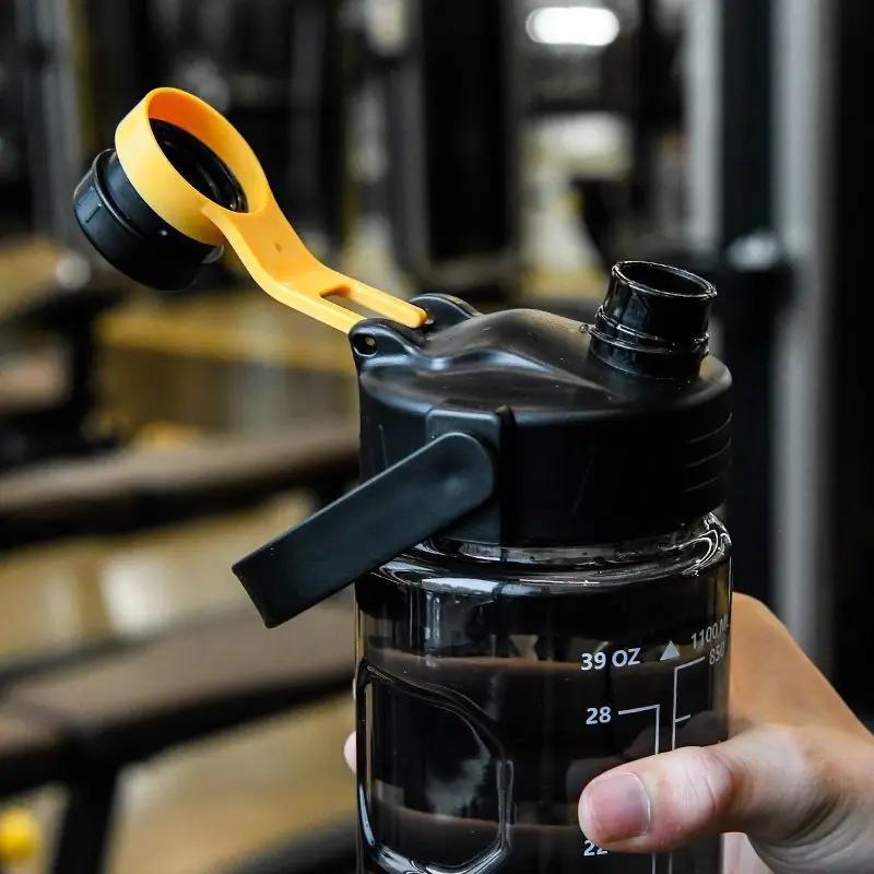 LUSQI – bouteille d'eau de sport 1,5 l/2l/3l, tasse en plastique de grande capacité, anti-fuite avec