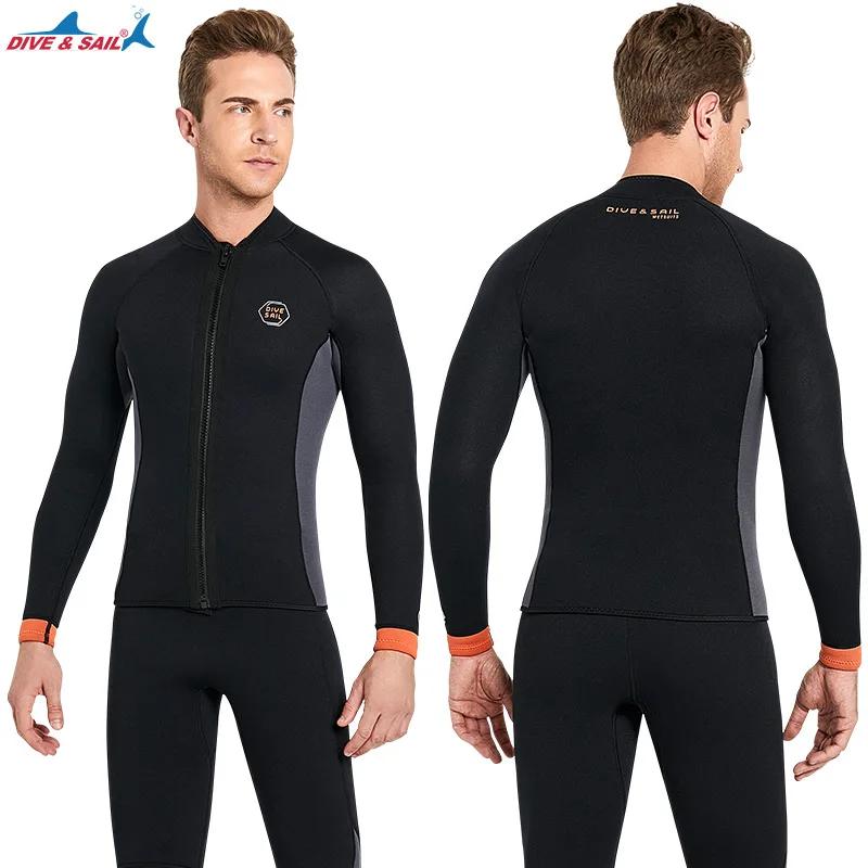 Combinaison en néoprène à manches longues pour hommes et femmes, combinaison fendue, veste chaude, p