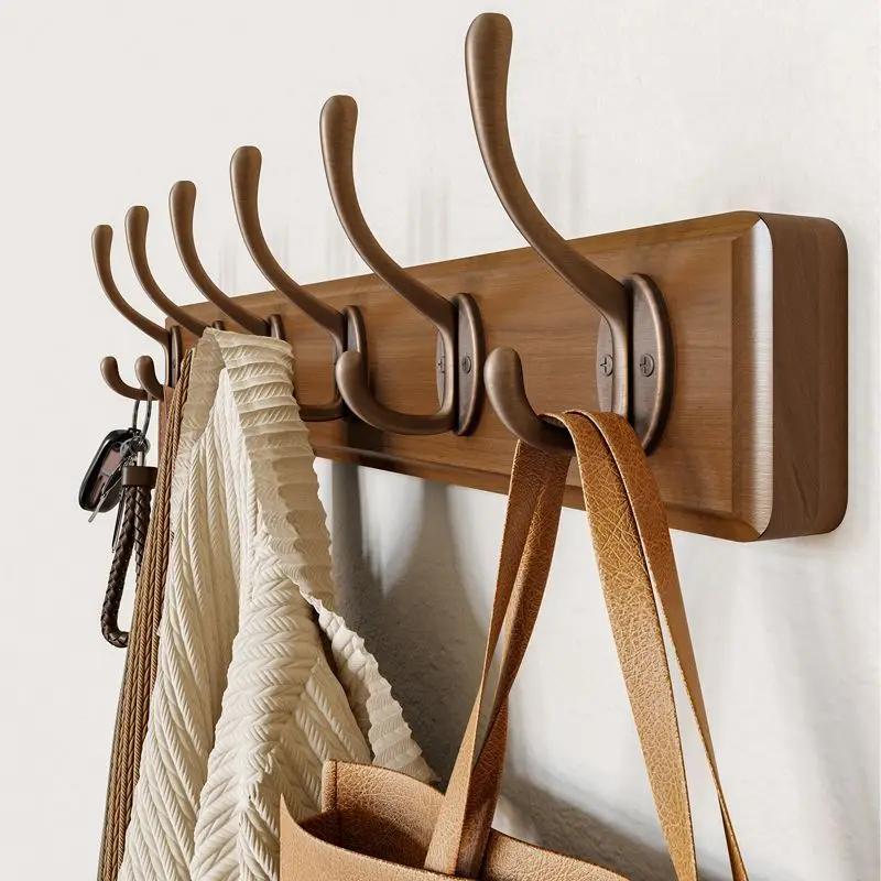 Cintres en noyer noir, crochets en bois pour vêtements, chambre à coucher, vestiaire, meubles de ran
