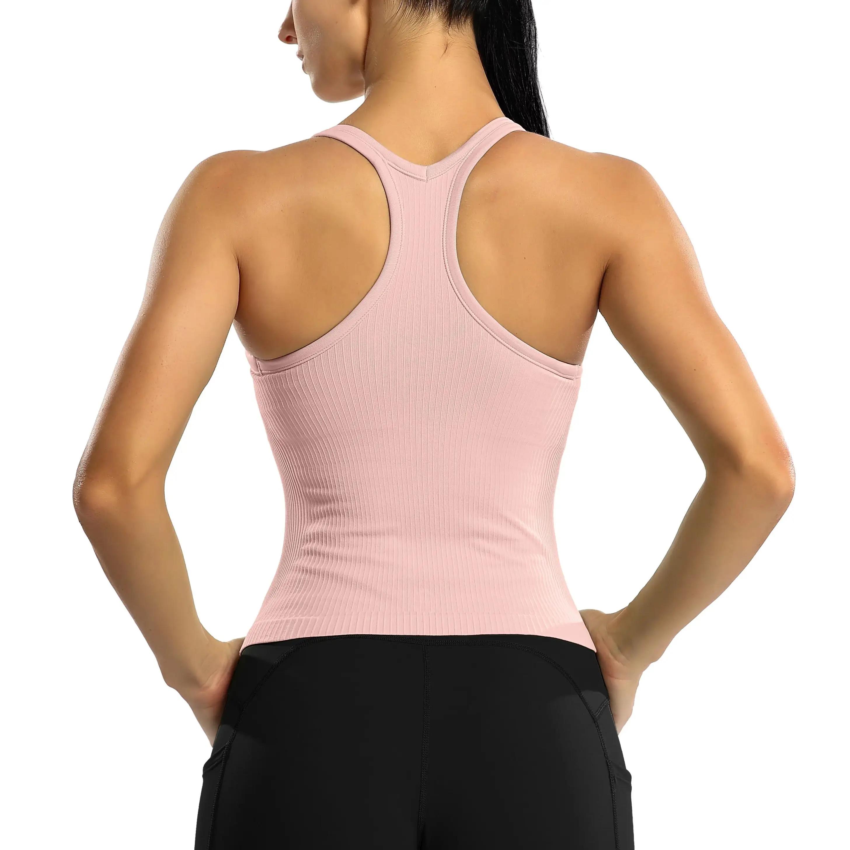 Haut de sport Anfilia-Y pour femme - Slim Fit avec col en U rembourré, dos nageur et haute élasticité