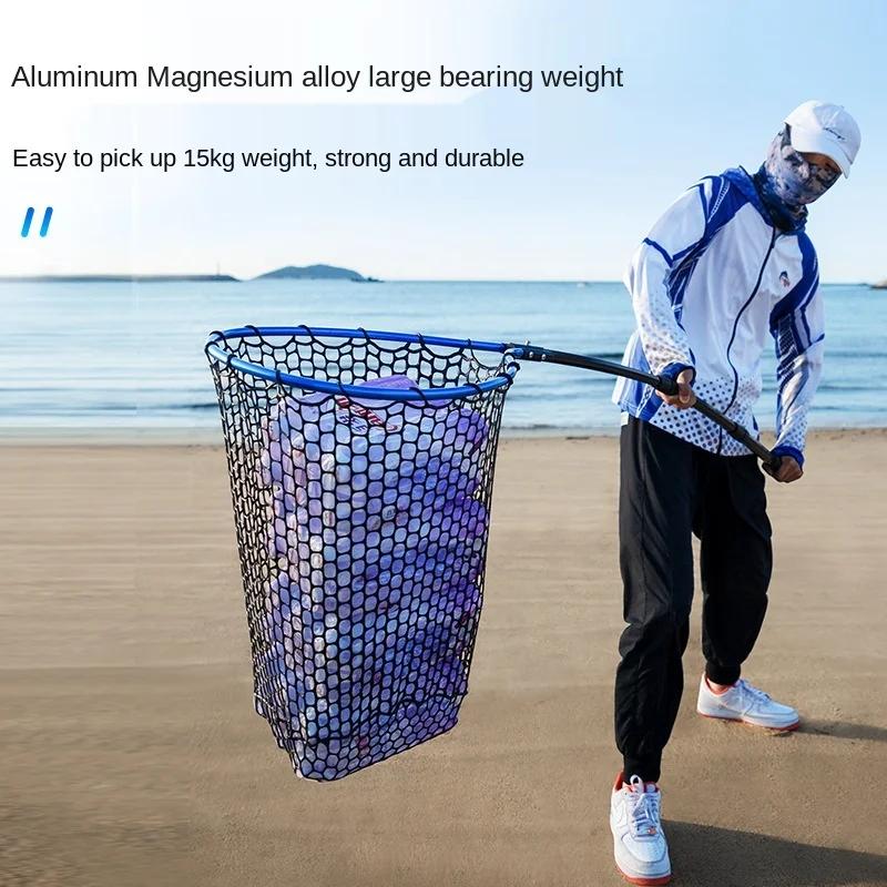 Filet de pêche en mer pour gros poissons, filet à main Lura, alliage, pêche en plein air, bleu, gel