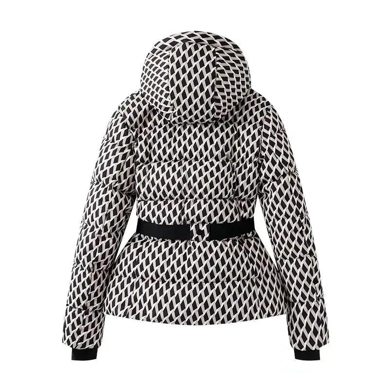 Manteaux Parkas de Sport rembourrés à capuche pour femmes, taille haute, avec ceinture, élégants, ép