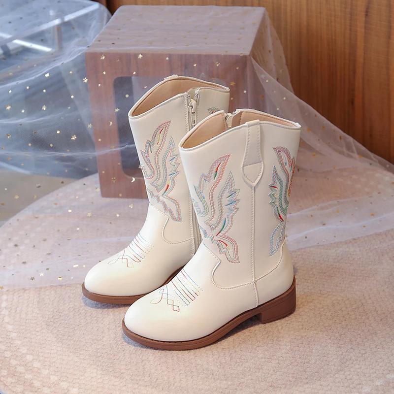 Bottes de mode pour enfants de 3 à 18 ans bottes occidentales brodées pour garçons et filles taille