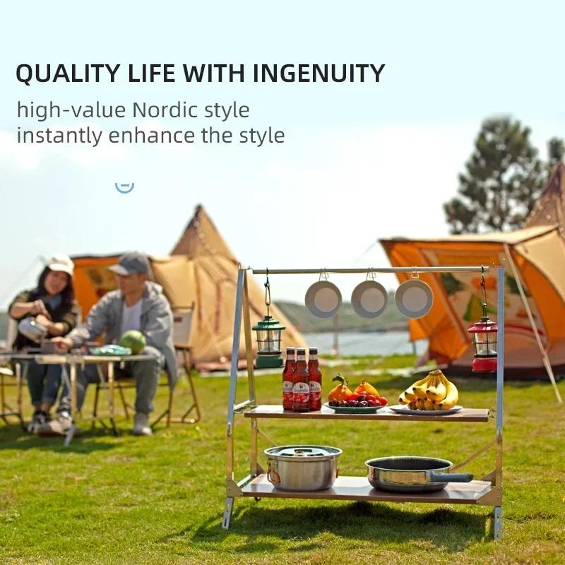Étagère de rangement de Camping en plein air, étagère pliante Portable, support de rangement de jard