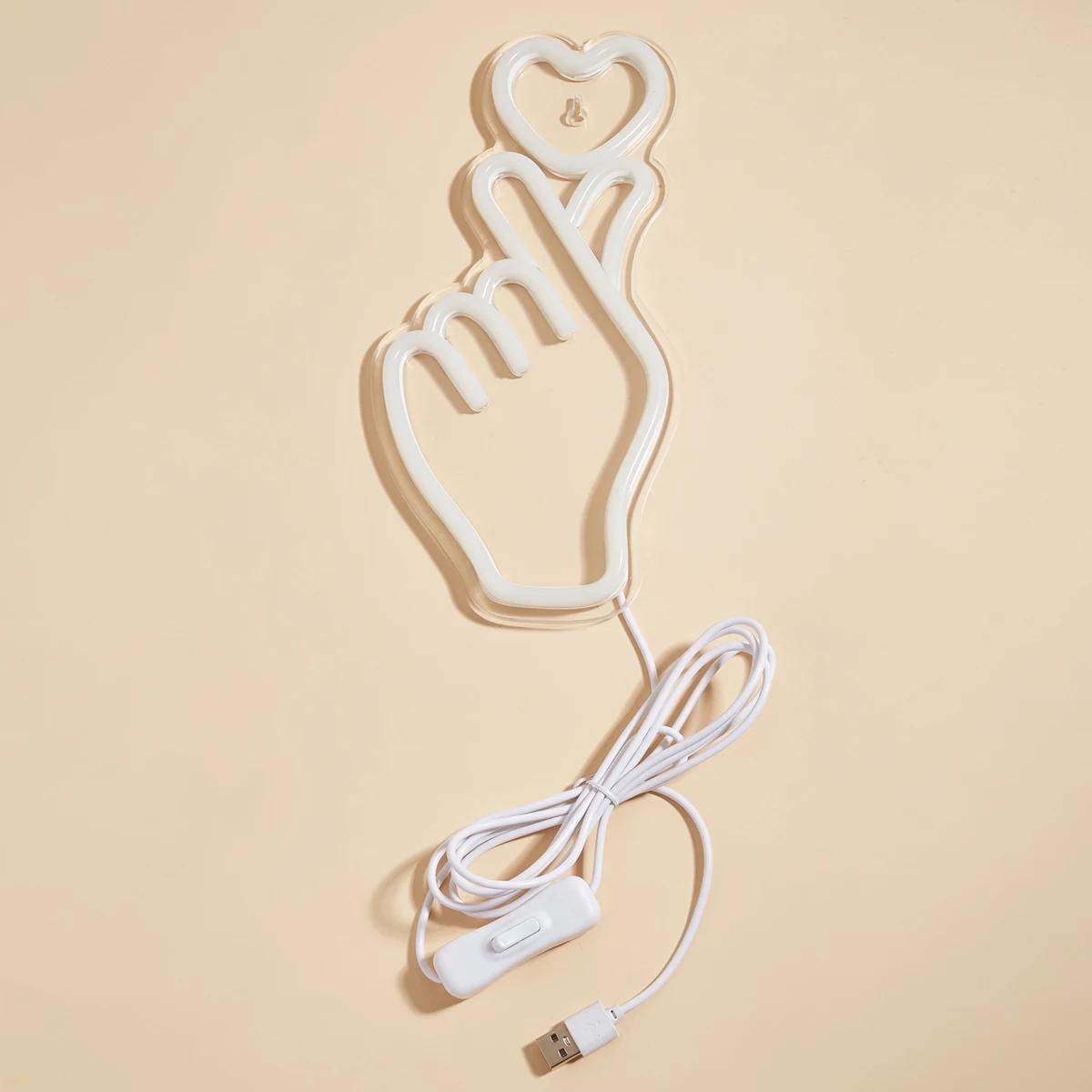 Chi-buy LED néon main + coeur USB alimenté enseignes au néon veilleuse 3D mur Art & salle de jeu cha