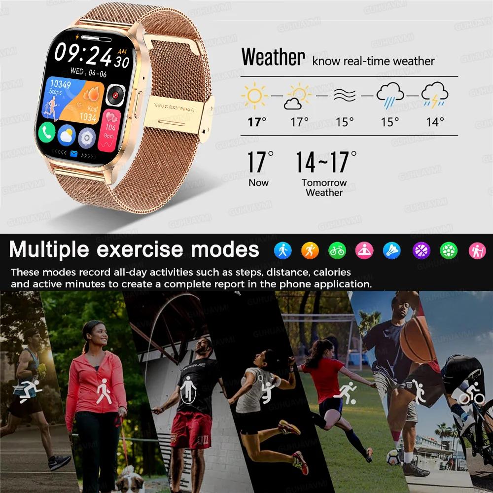 Femmes Smartwatch 2.01 pouces AMOLED écran Bluetooth appel NFC Sport montre pression artérielle musi