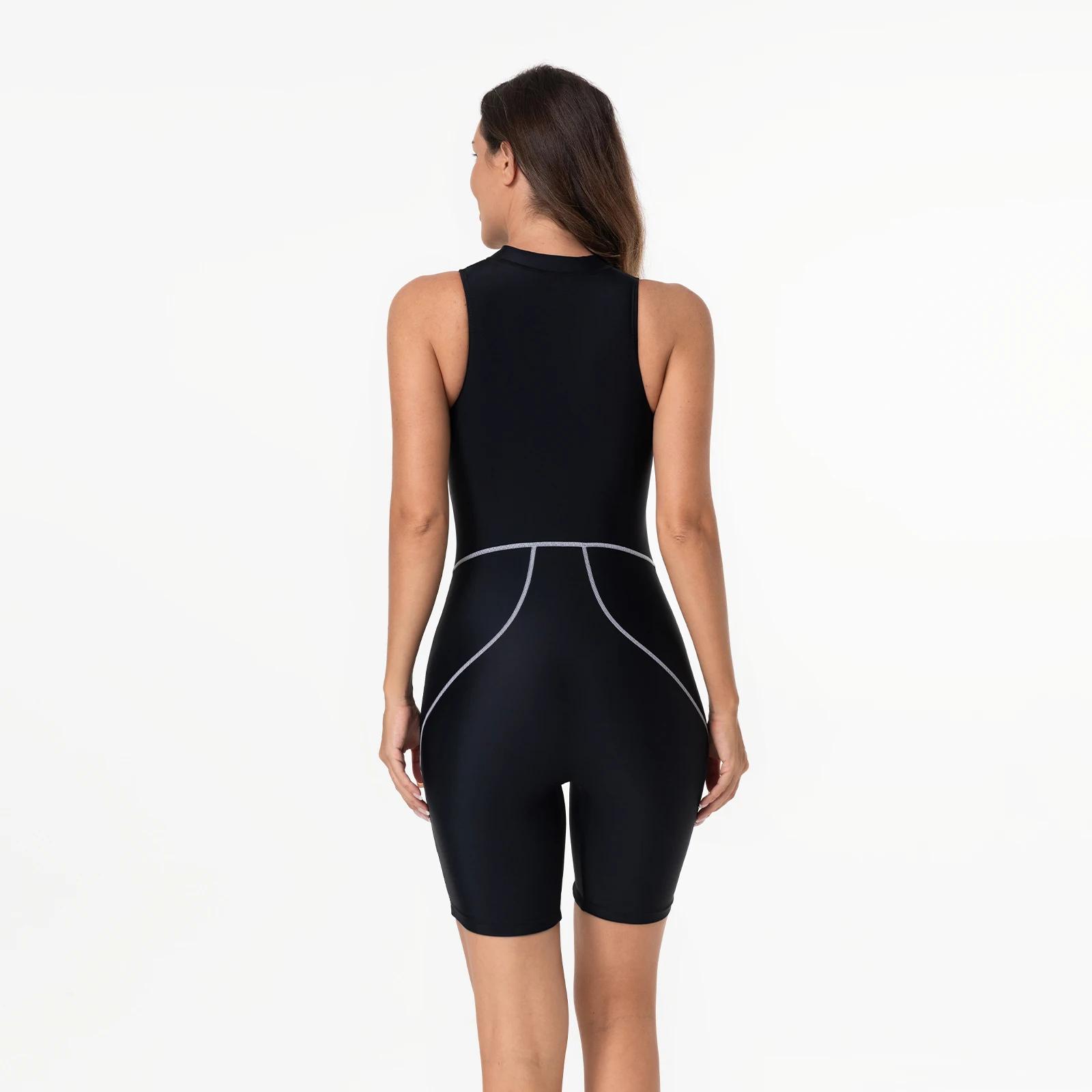 Maillot de bain une pièce pour femme, style sport fibre, vêtements de plage, costume de natation, su