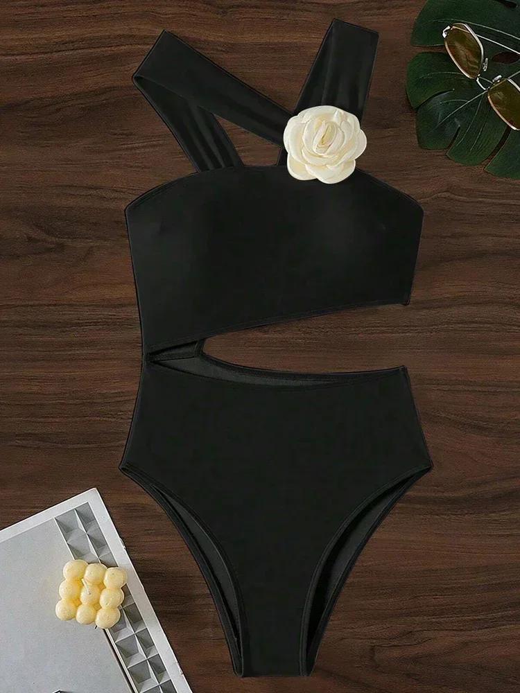 Maillot de bain une pièce sexy push-up évidé à fleurs 3D pour femme, collection été 2026, monokini d