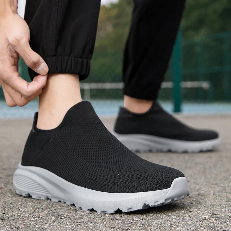 Chaussures de marche homme antidérapantes respirantes - Baskets sport été mode large pied