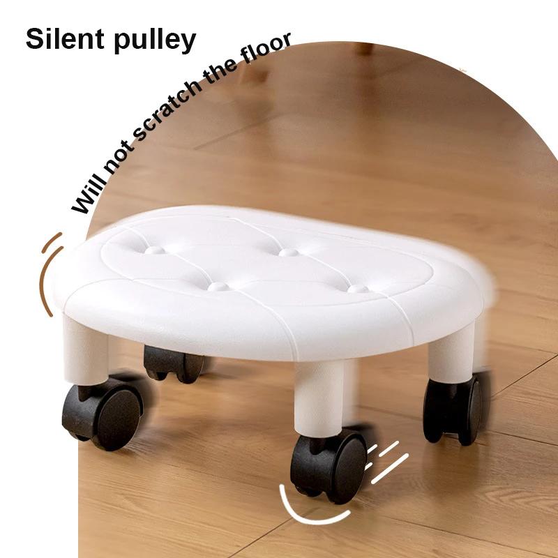 Tabouret à roulettes universel pour usage domestique, siège bas à poulie avec roulettes, tabouret mu