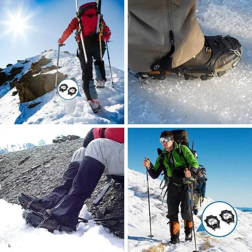 Crampons chaussures 19 pointes glace neige pince chaussures Camping anti-dérapant escalade protéger