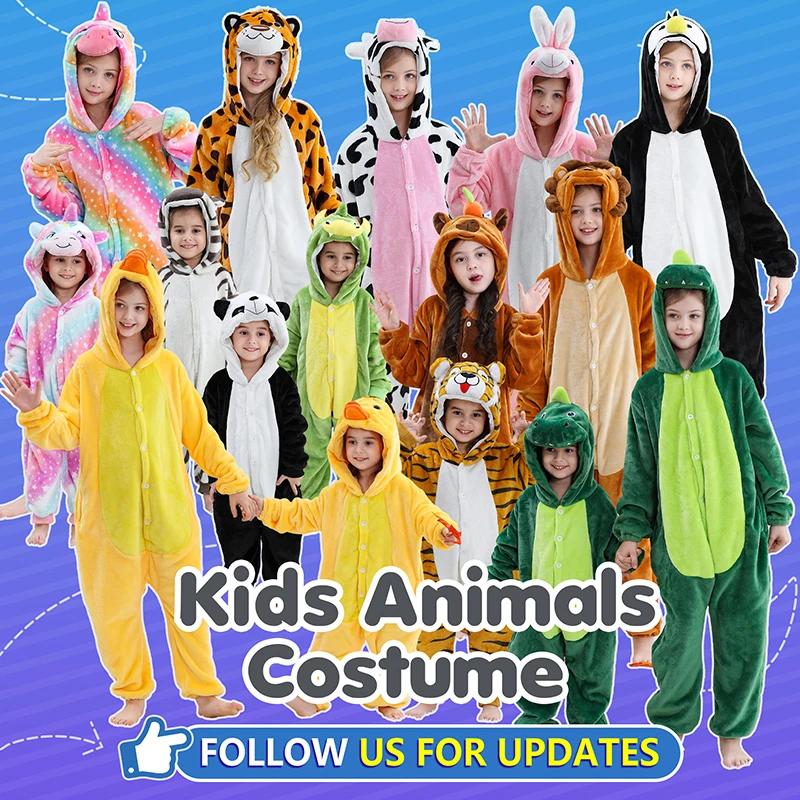 MICHLEY Carnaval Capybara Flannel Blanket Sleepers Onesie Hooded Children Costume Clothes Jumpsuit S