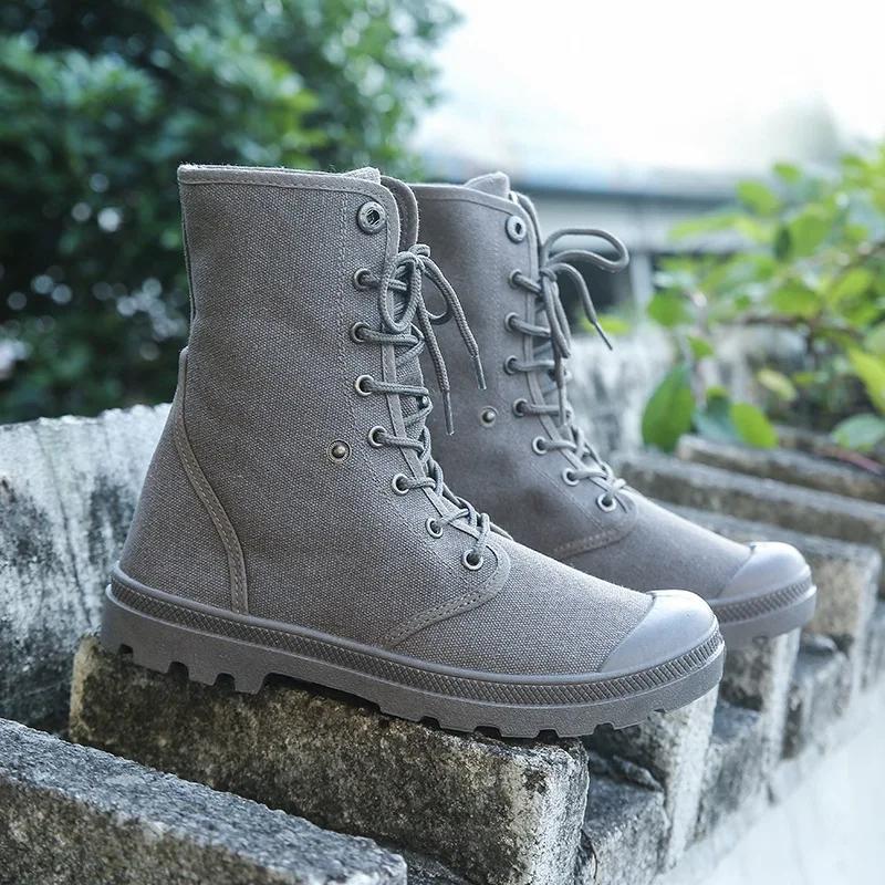 Chaussures de randonnée en plein air pour hommes, bottes de Combat tactiques montantes en toile, cha
